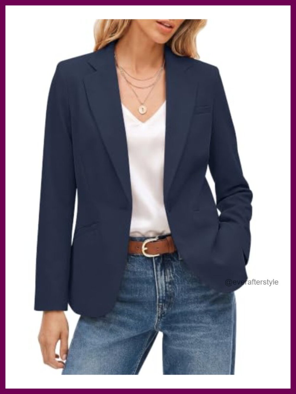 Women's Notched Lapel Button Blazer Business Casual Work Office Jacket